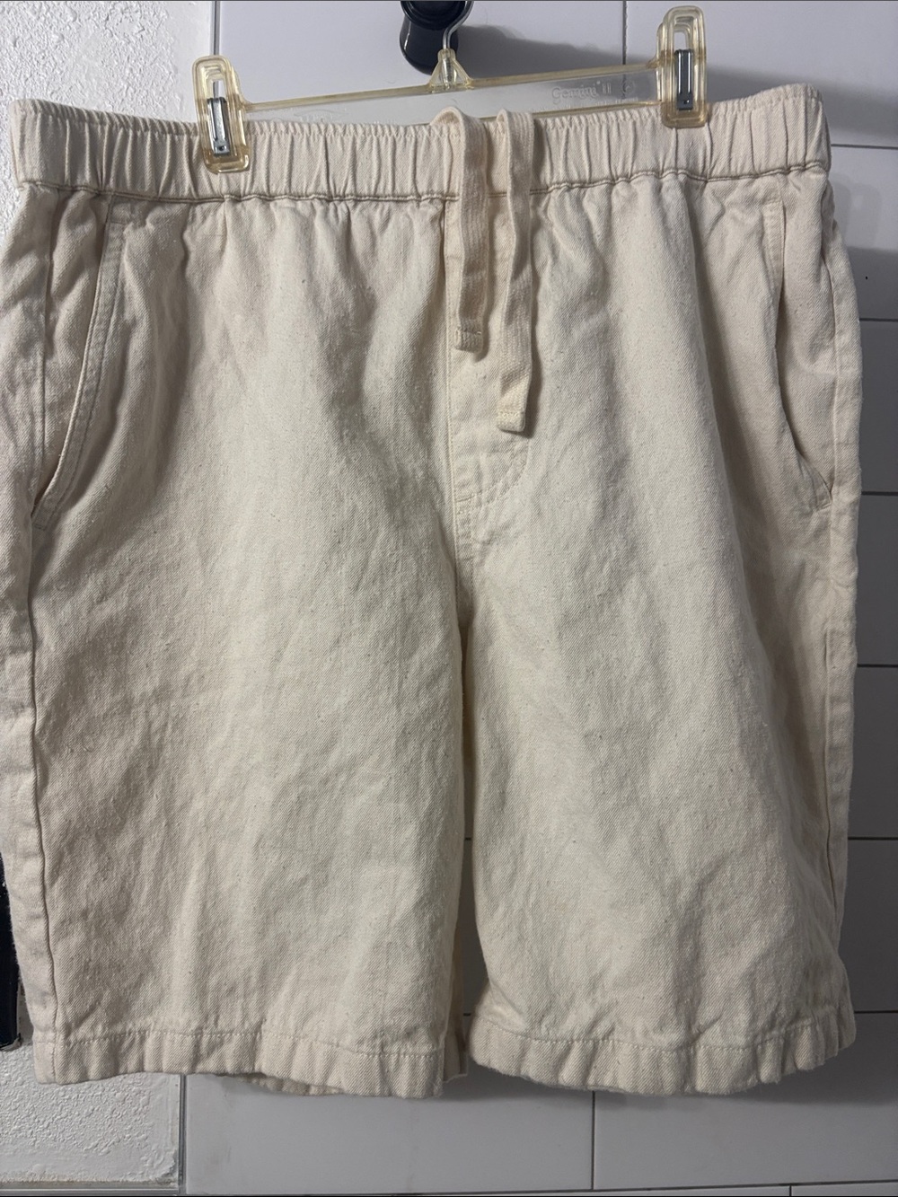 Outerknown Men's Hemp/Cotton Cream Drawstring Casual Shorts